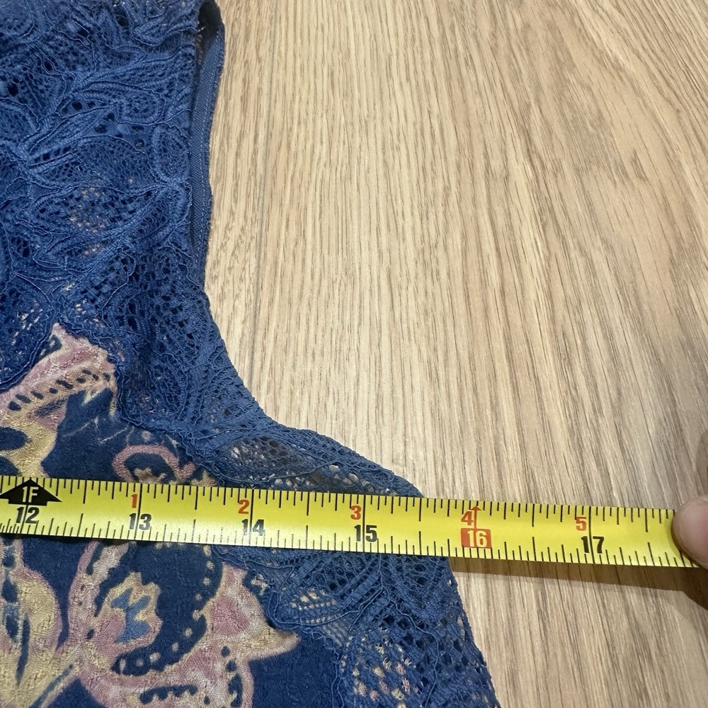 Intimately Free People Slip Dress size XS, Marsha Trapeze Blue Pink Floral Lace - Picture 5 of 9